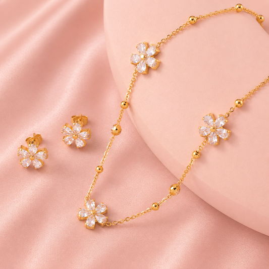 18K Gold-Plated Flower Jewelry Set