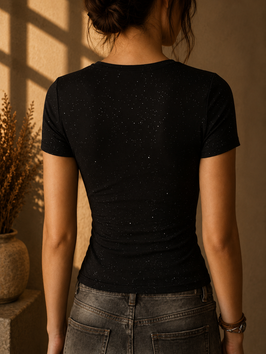 Crossover Short Sleeve Fitted T-Shirt