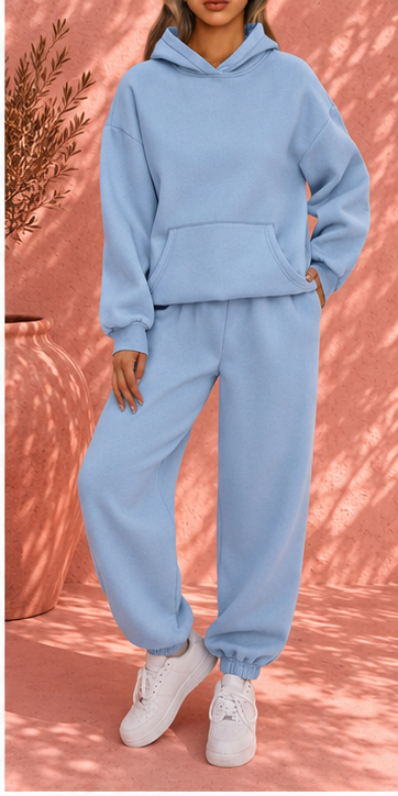 Full Size Kangaroo Pocket Hoodie and Joggers Set Plus Size