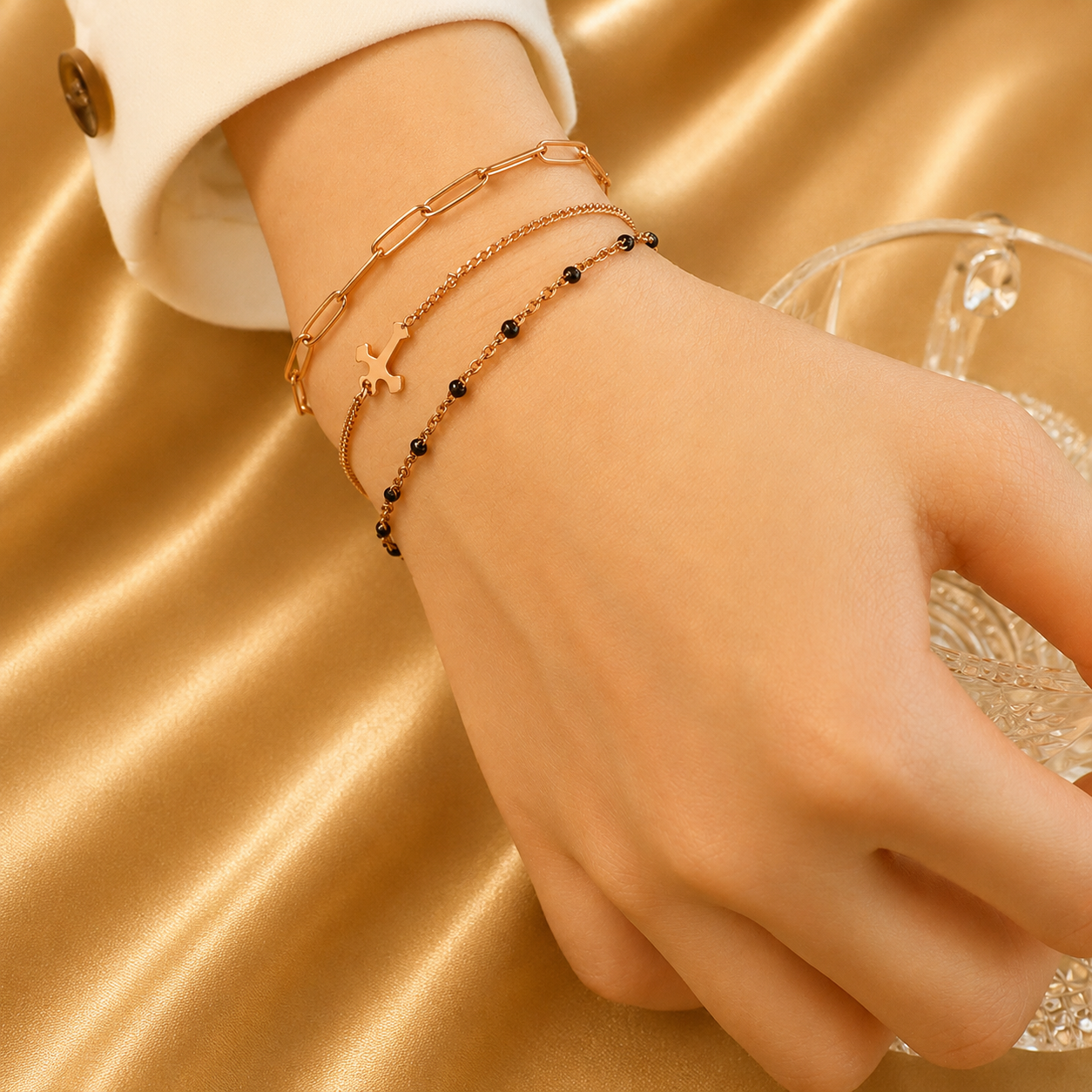 Titanium Steel Three-Layered Bracelet