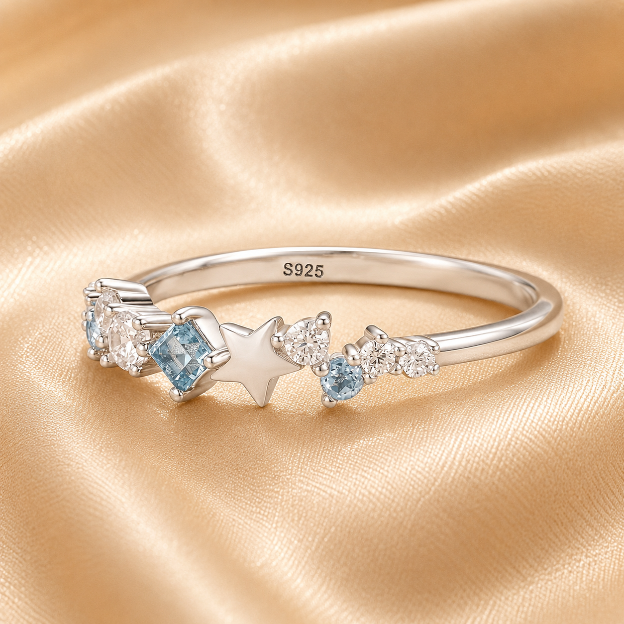 Star Inlaid Zircon Ring