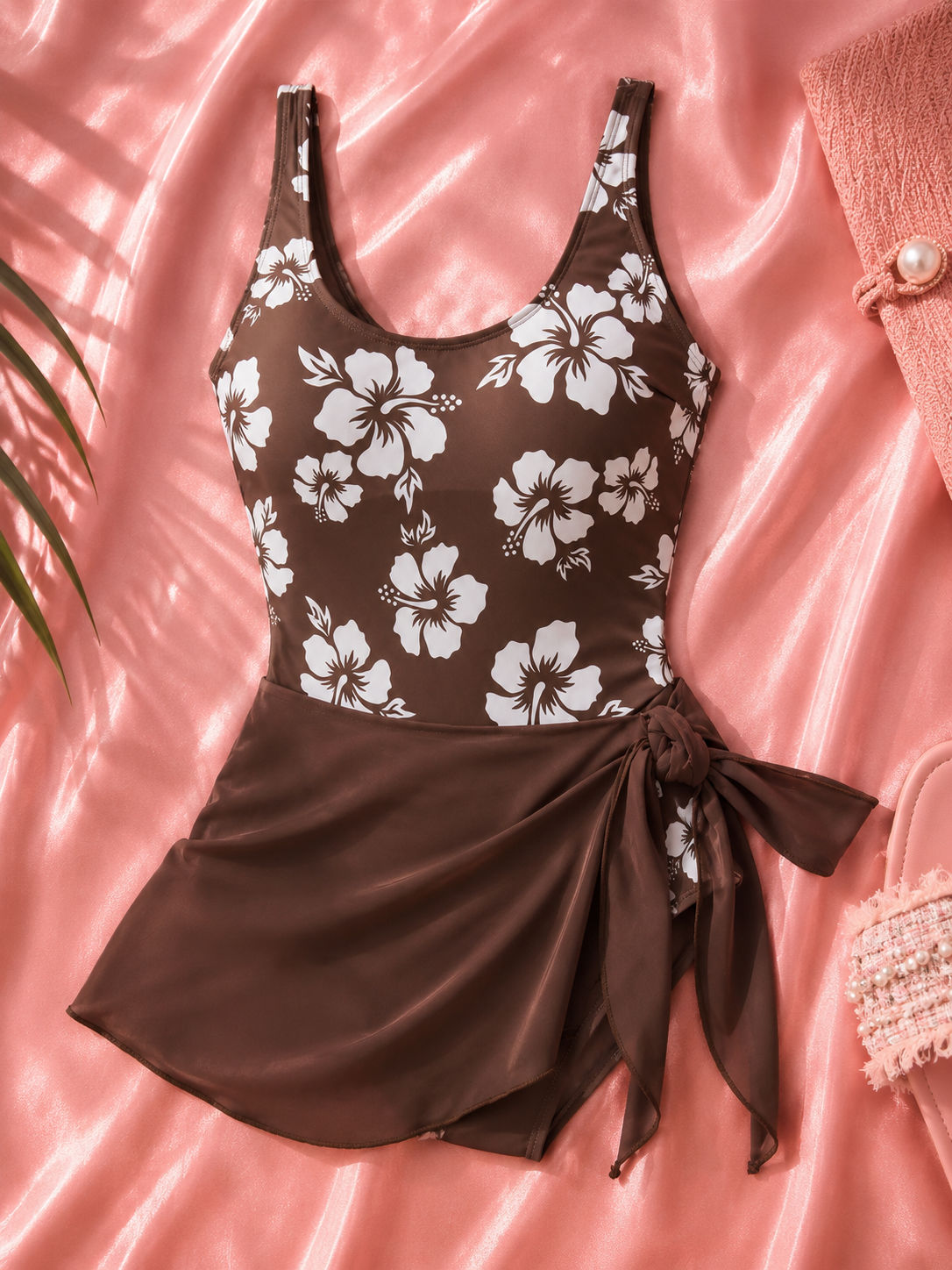 Printed Scoop Neck Wide Strap One-Piece Swimwear