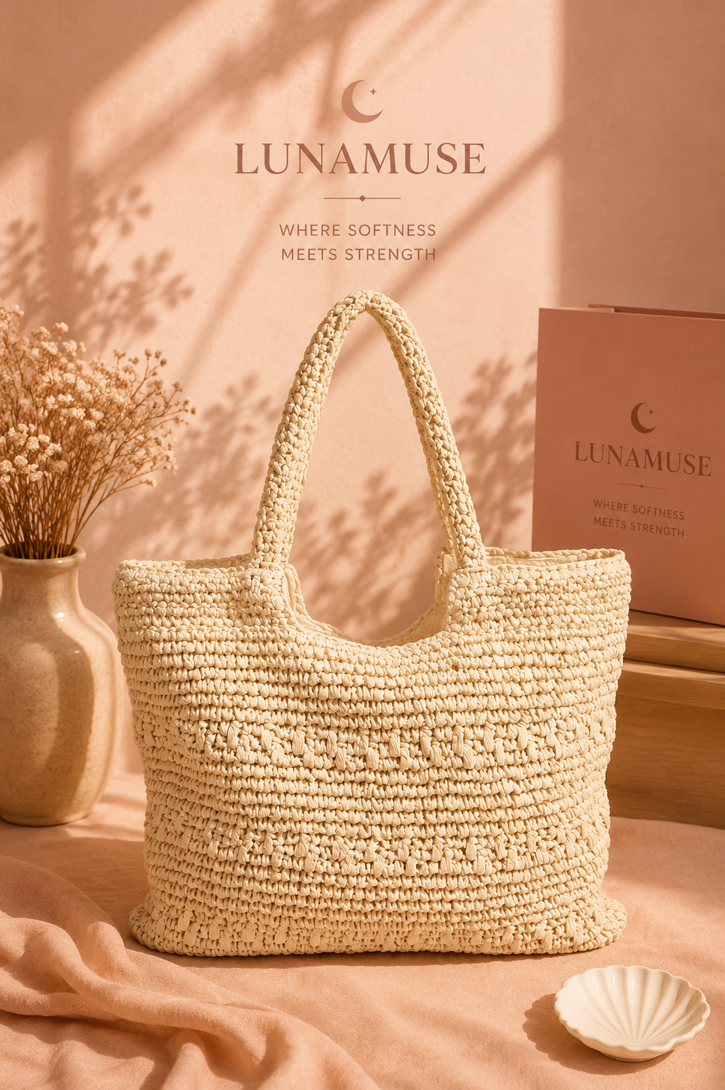 Fame Straw Braided Square Tote Bag