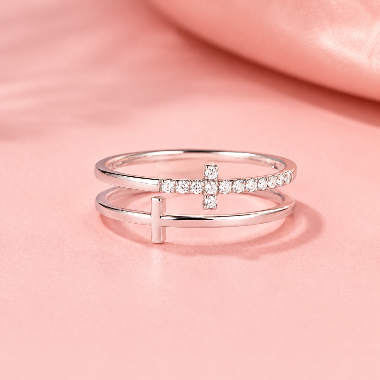 Double Band Cross Ring