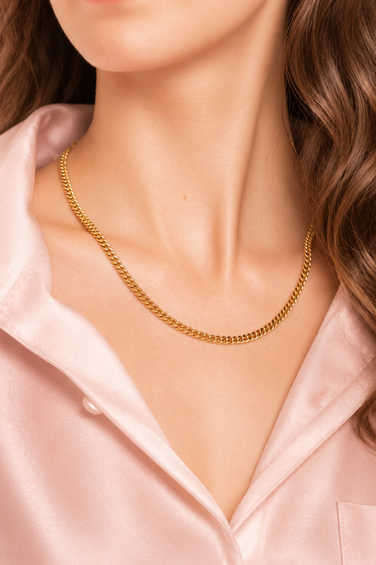 18K Gold Plated Curb Chain Necklace