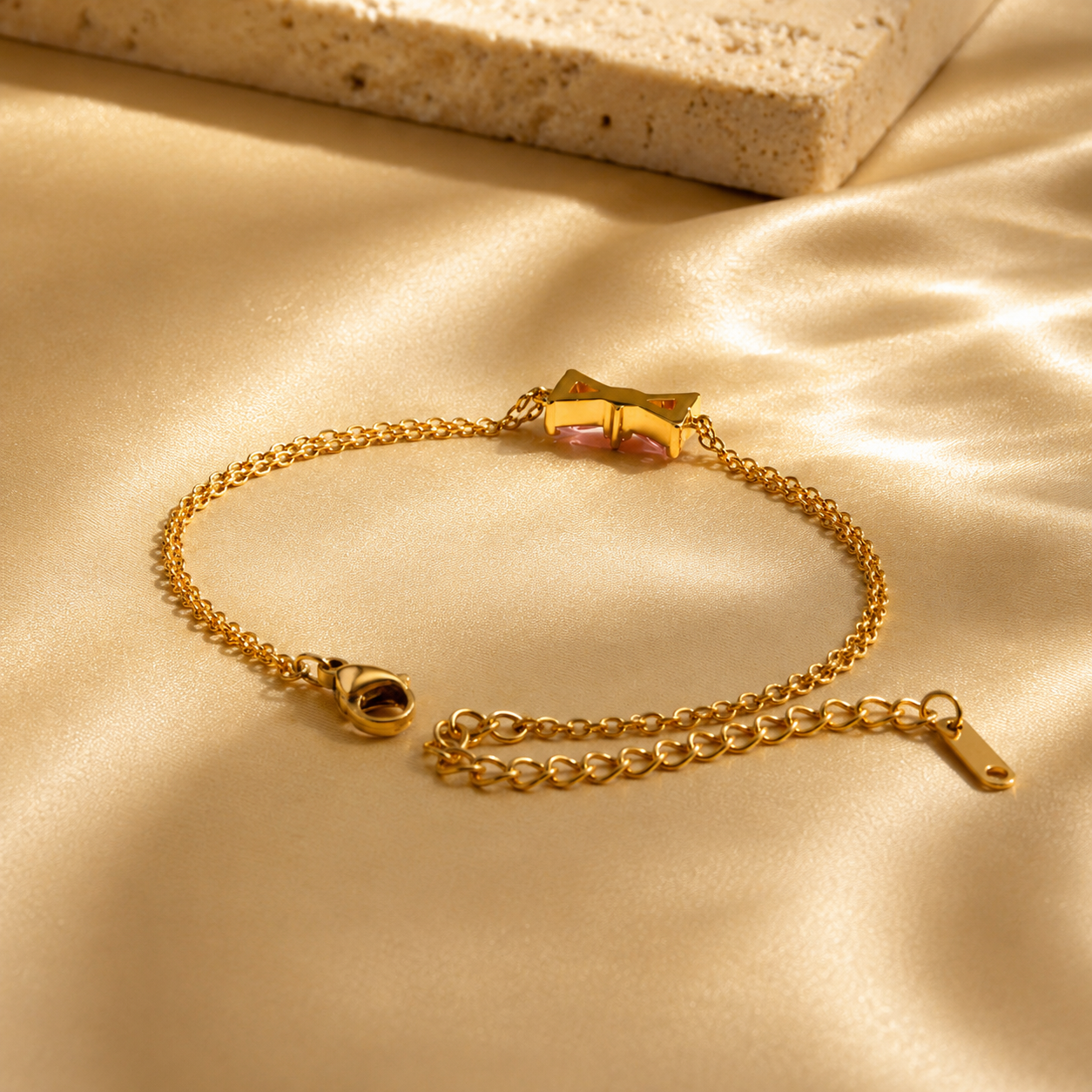 Stainless Steel Zircon Bow Bracelet