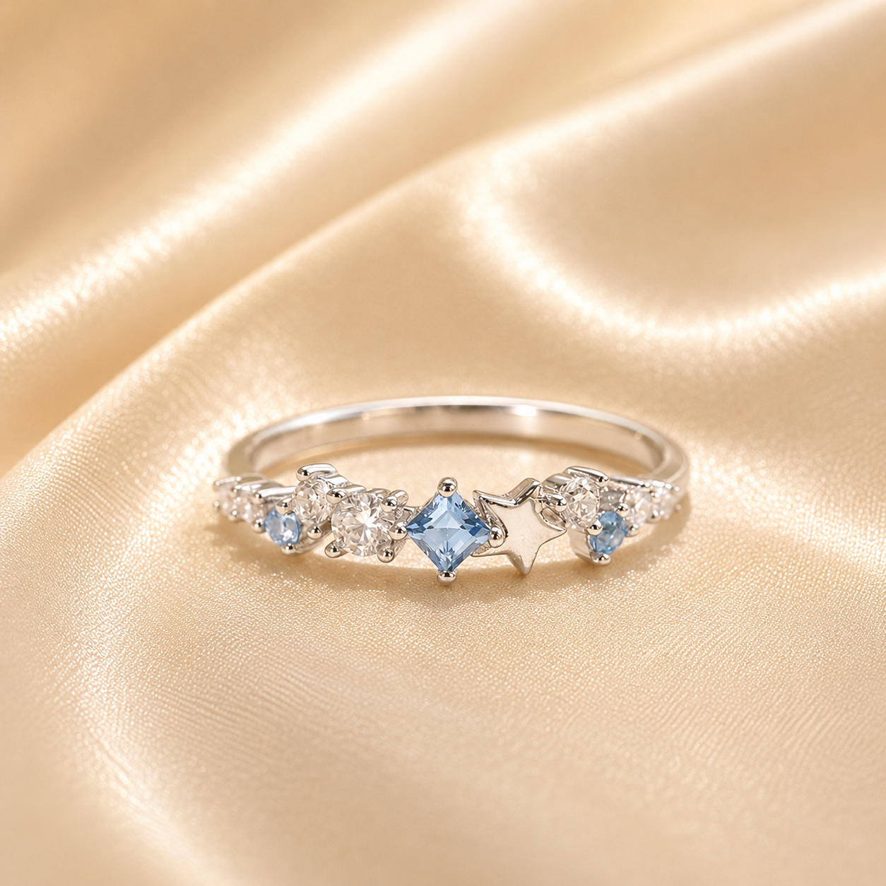 Star Inlaid Zircon Ring