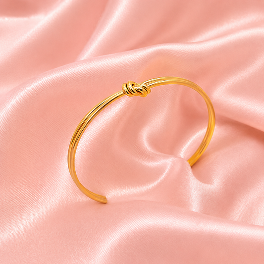 18K Gold-Plated Knot Open Bracelet