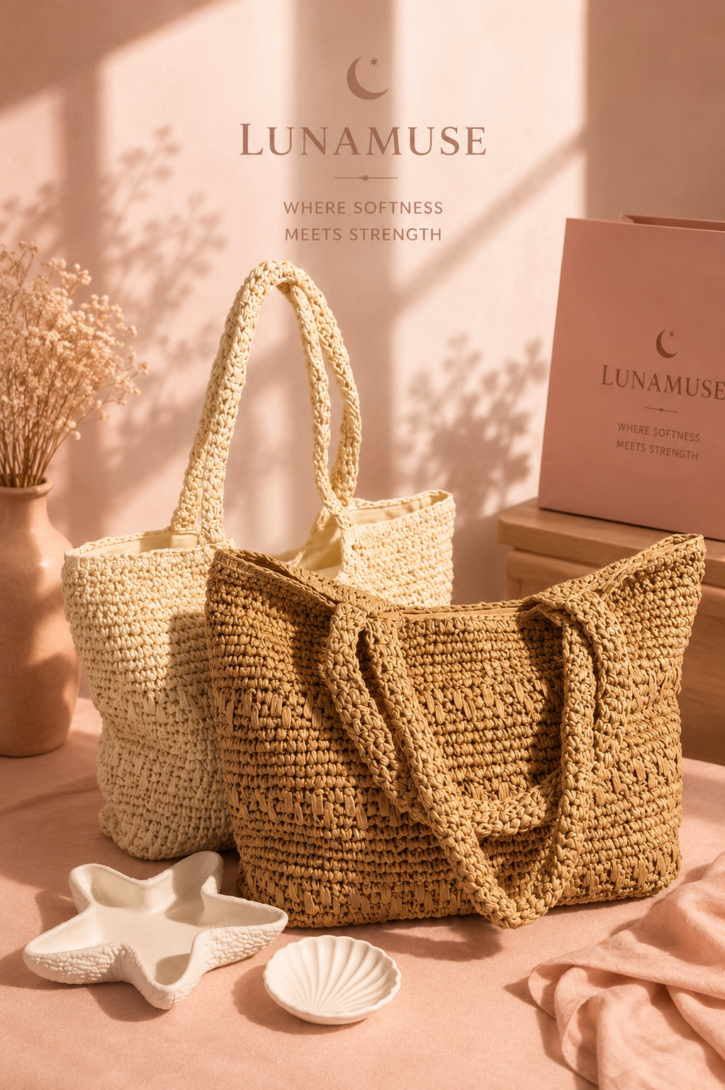 Fame Straw Braided Square Tote Bag